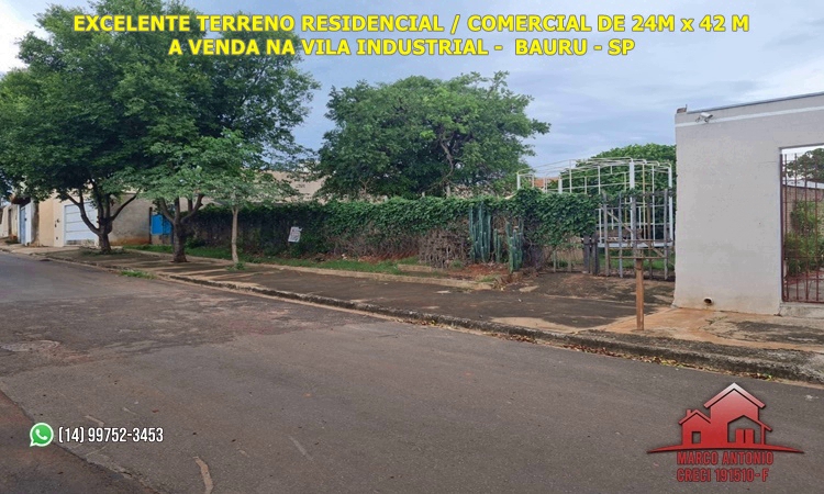 Excelente Terreno Residencial/ Comercial de 940 m² a Venda na Vila Industrial – Bauru Excelente Terreno Residencial/ Comercial de 940 m² a Venda na Vila Industrial – Bauru